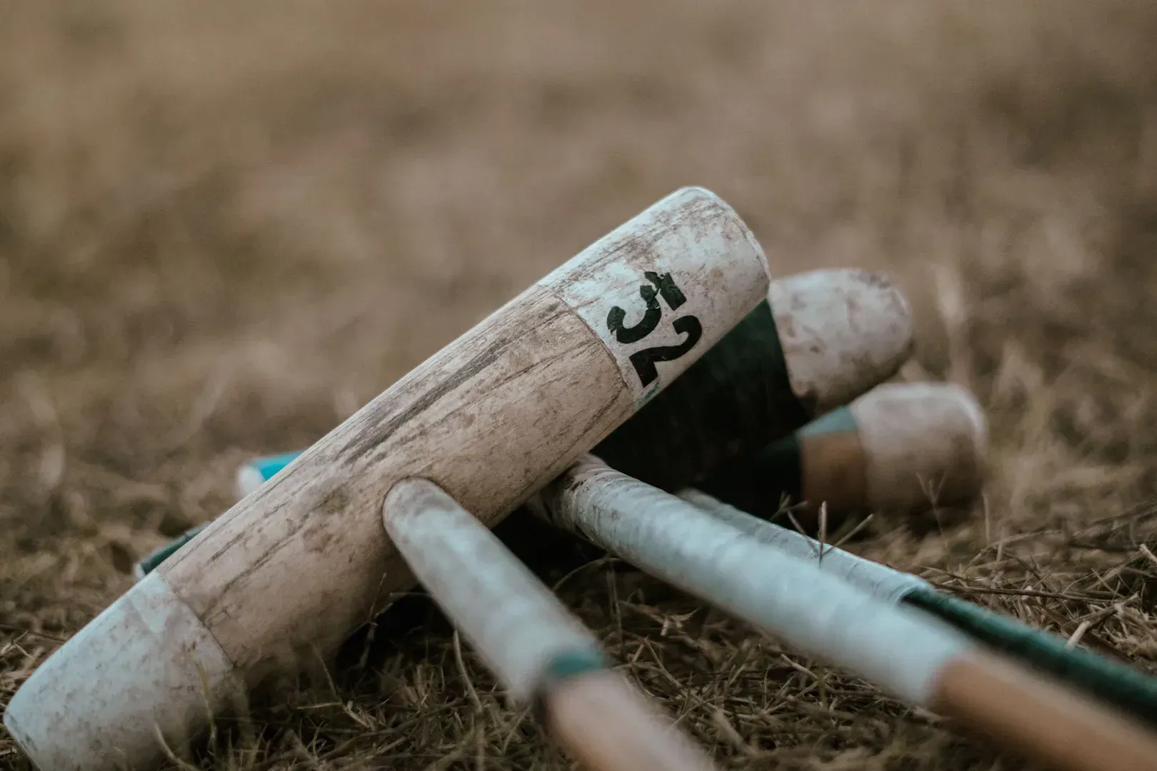 Wooden croquet mallets, colored balls, and wire wickets set up on a manicured lawn at a garden party, the gear behind the best croquet set