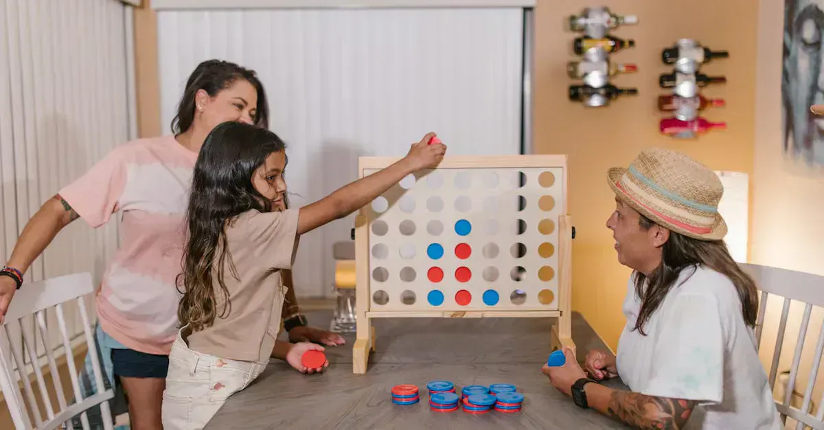 Giant Connect Four set on a lawn, ready to play