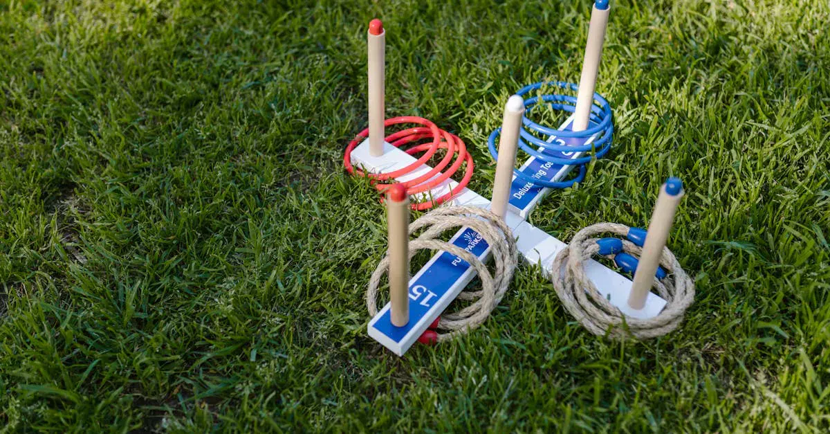 Ring Toss set on a lawn, ready to play